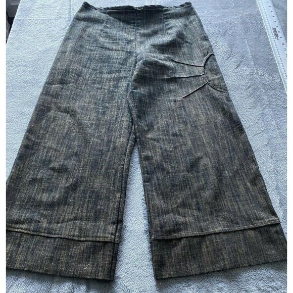 Sun Light Paris Womens T2 High Waist Wide Leg Trouser Crop Pants Cuffed Casual - Picture 1 of 7